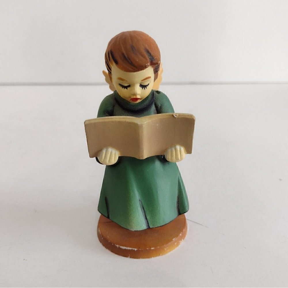 Vintage 1950s Hard Plastic Singing Angel Choral Christmas Tree Ornament
